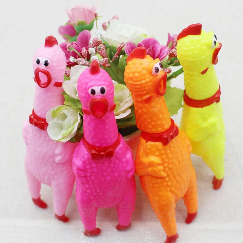 Interactive Rubber Squeaky Pet Dog Toys Pet Tooth Chewing Cleaning Toys Dog Cat Colorful Screaming Chicken Dog PopularToy Hot