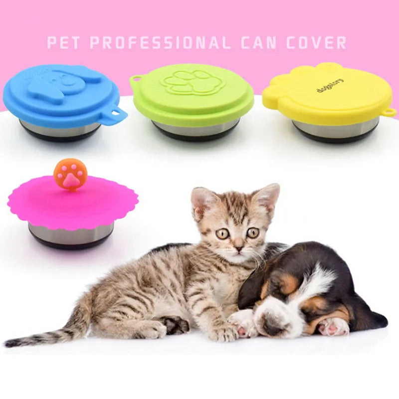 Dia.10cm Universal Pet Food Can Cover Silicone Storage Cap Fresh Lid Reusable Dog Cat Accessories Color Random Pet supplies