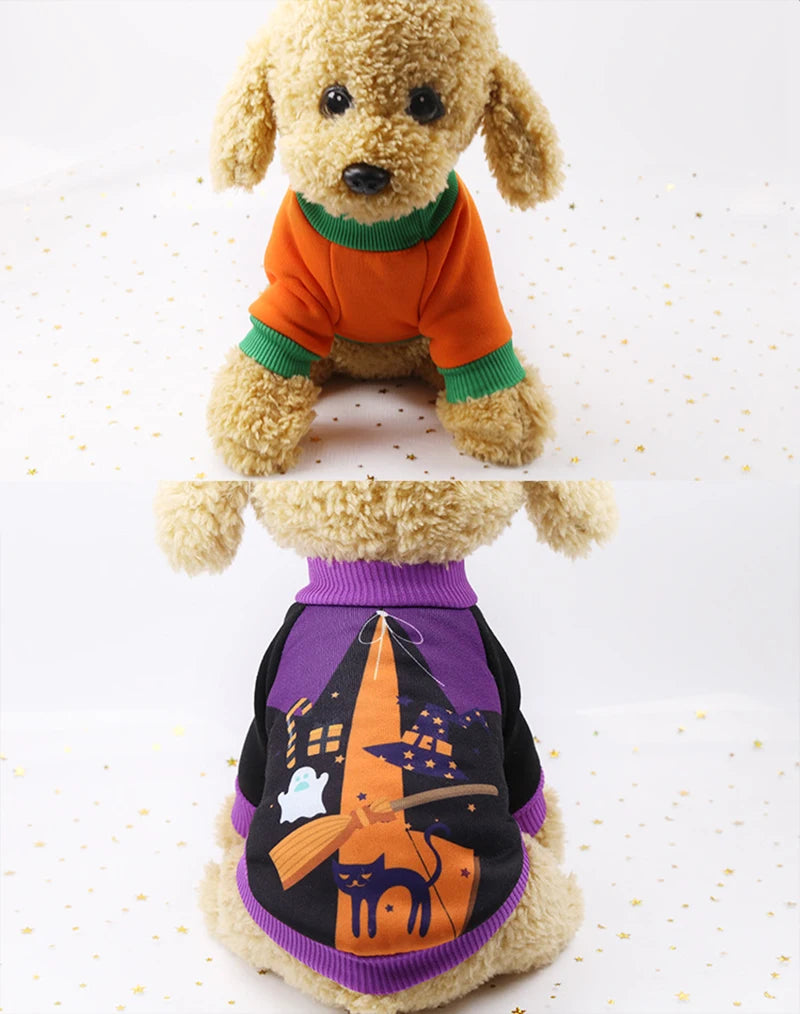 Halloween Pet Pumpkin Costume for Dogs Cats Christmas Puppy Dog Clothes Hoodie Maltese Yorkshire Pullovers Sweaters Clothing