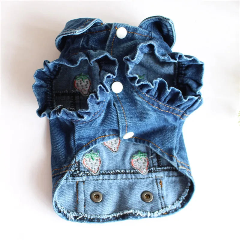 Spring Autumn Apparel Dog Jeans Jacket for Small Medium Dogs Cool Blue Pet Denim Hooded Coat Puppy Clothes Outfits