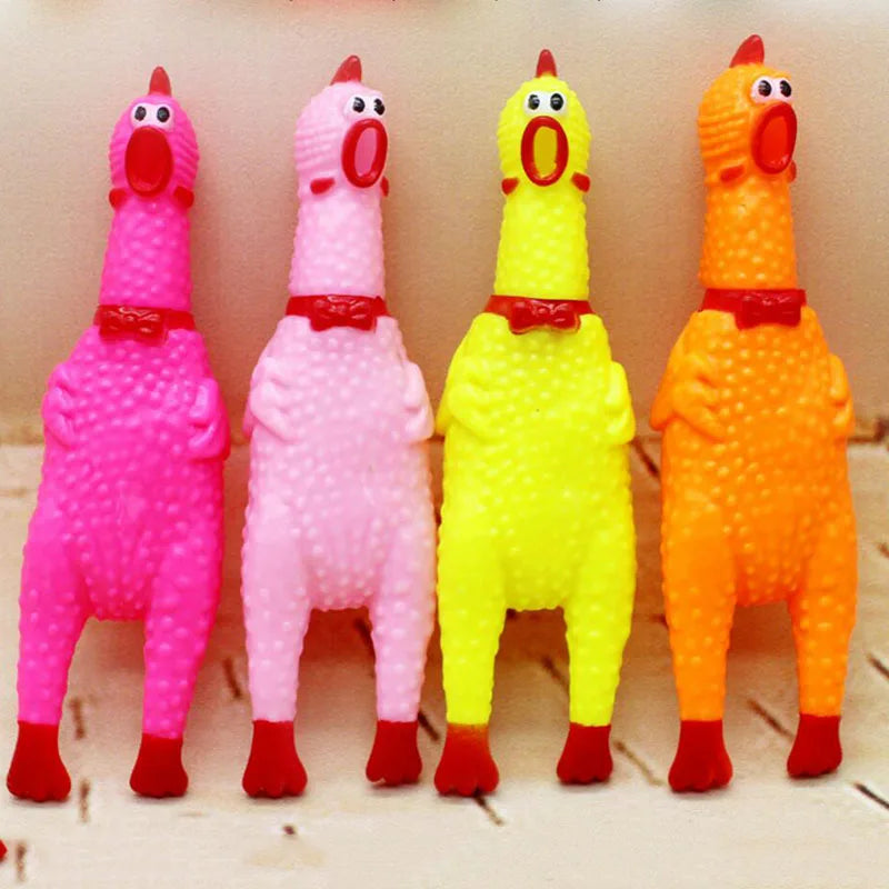 Interactive Rubber Squeaky Pet Dog Toys Pet Tooth Chewing Cleaning Toys Dog Cat Colorful Screaming Chicken Dog PopularToy Hot