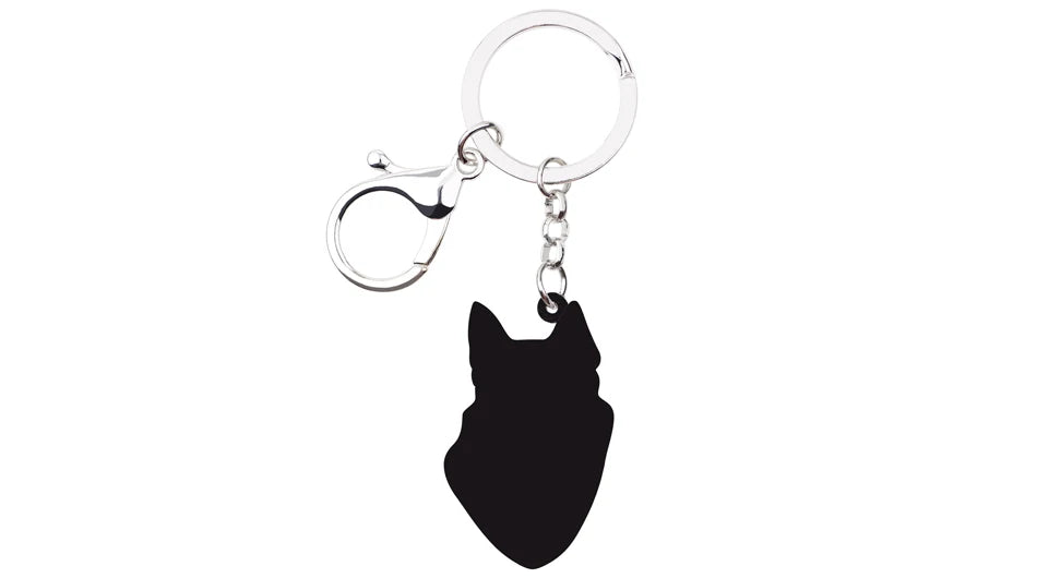 Bonsny Acrylic Cartoon Siberian Husky Dog Key Chains Keyrings Cute Animal Jewelry For Women Girl Ladies Handbag Charms Gift Bulk