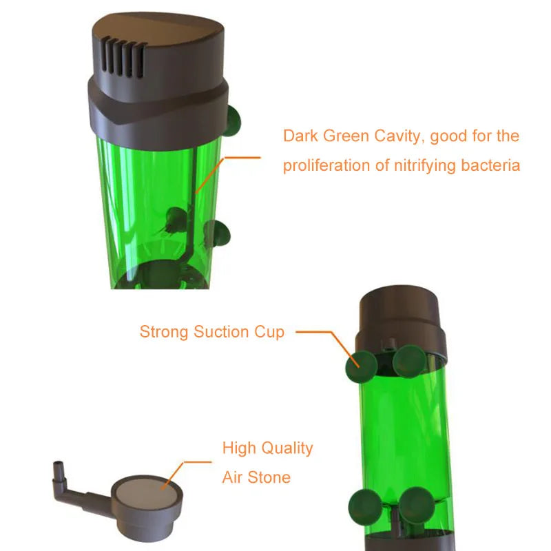 Aquarium Fish Tank Fluidized Moving Bed Filter Bubble Bio Media Filter Fish Tank Sponge With Sucker Air Stone And Sponge Filter