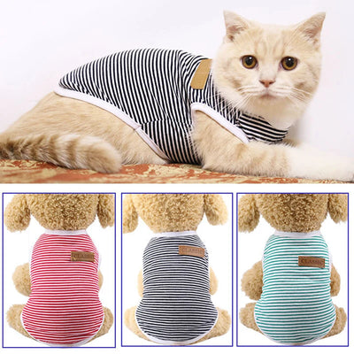 Classic Stripe Pet Cat Clothes for Cats Summer Dog Cat Vest Shirt katten kleding Kedi Suit Goods For Pets Cats Costume Clothing