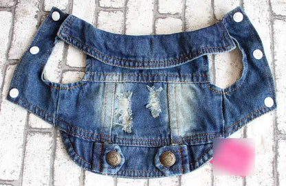 Spring Autumn Apparel Dog Jeans Jacket for Small Medium Dogs Cool Blue Pet Denim Hooded Coat Puppy Clothes Outfits