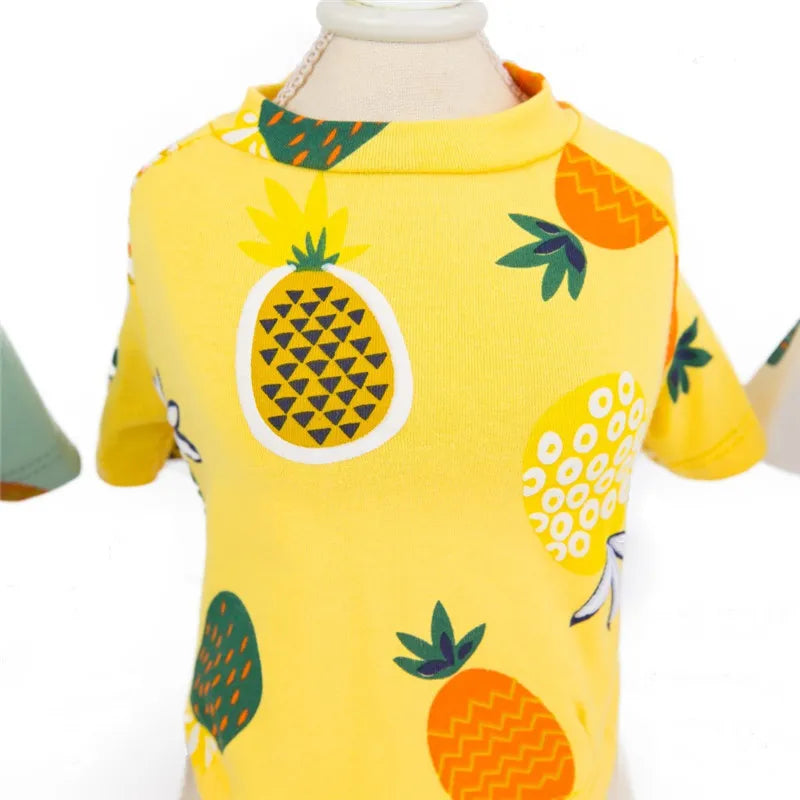 Summer Cotton Cat Dress Skirt Cute Pineapple Cherry Print Pet Clothes Dresses for Cats Sphynx Dog kedi elbisesi ropa para gatos