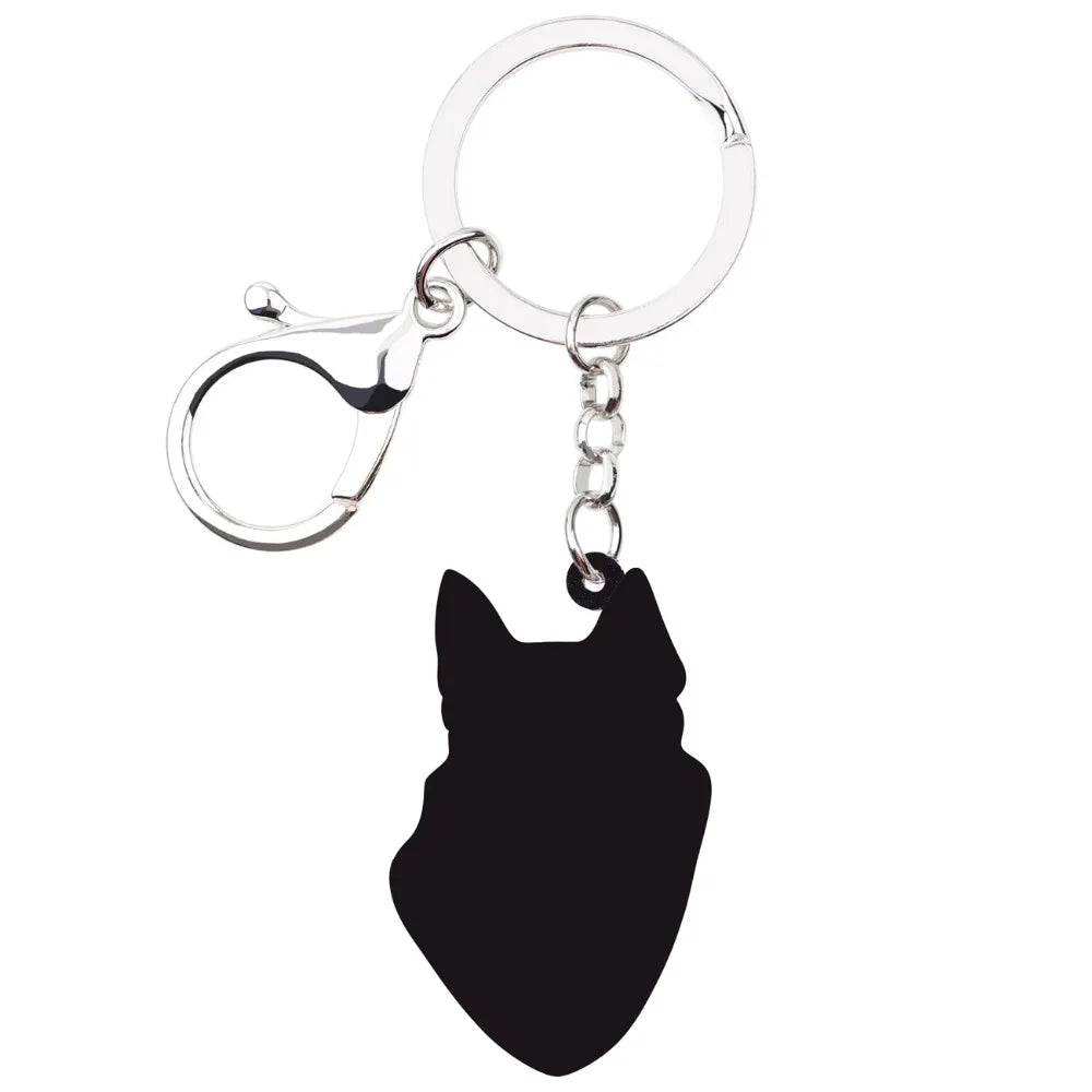 Bonsny Acrylic Cartoon Siberian Husky Dog Key Chains Keyrings Cute Animal Jewelry For Women Girl Ladies Handbag Charms Gift Bulk