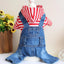 Spring Pet Dog Jumpsuit Denim Overalls for Dogs Plaid Jeans Jacket Pants Suit Onesies Small Dog Clothes Yorkie Chihuahua Apparel