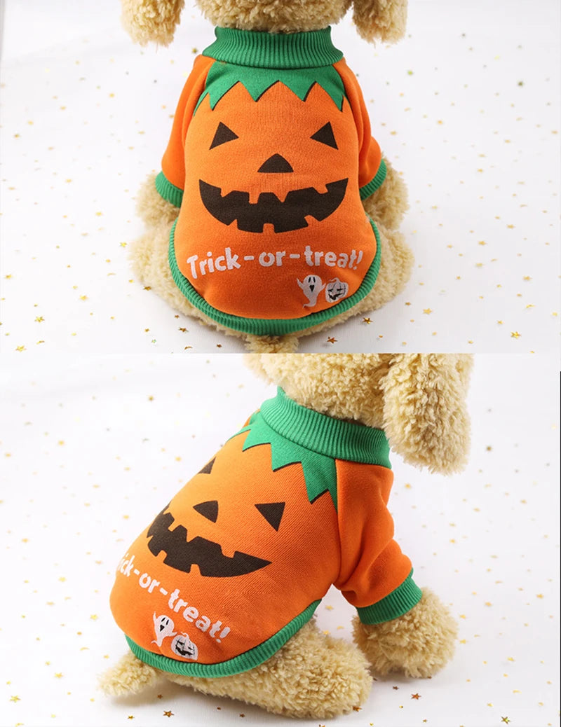 Halloween Pet Pumpkin Costume for Dogs Cats Christmas Puppy Dog Clothes Hoodie Maltese Yorkshire Pullovers Sweaters Clothing