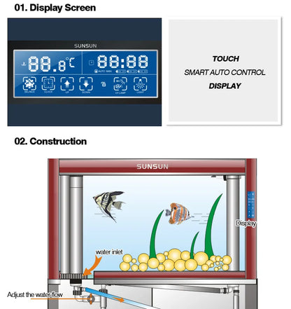 SUNSUN HLT Series View Ornamental Aquarium Arowana Large Glass Fish Tank For Home And Company Use