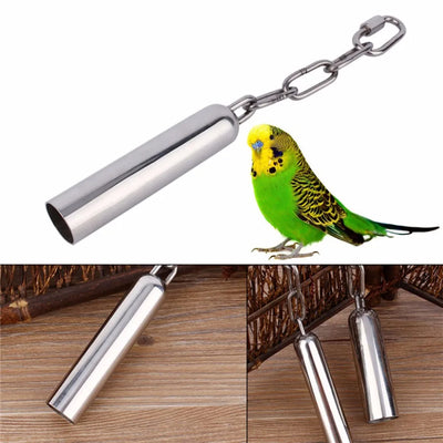 Pet Bird Stainless Steel Bell Toys Chew Parrot Hanging Swing Cockatiel Parakeet