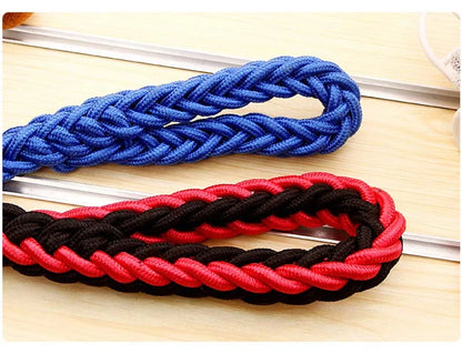 Large Dog Leash Traction Rope with Heavy Duty Buckle Hand-knitted Strong Durable Nylon Braided Leashes for Medium Big Dogs Bully