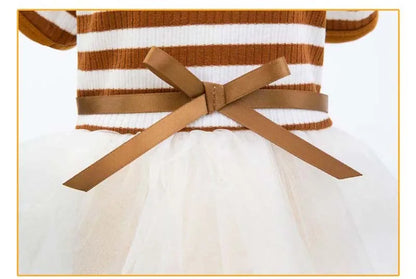 Stripe Dog Dresses for Small Dogs Girl Spring Summer Puppy Clothes Tulle Princess Skirts Party Birthday Pet Apparel
