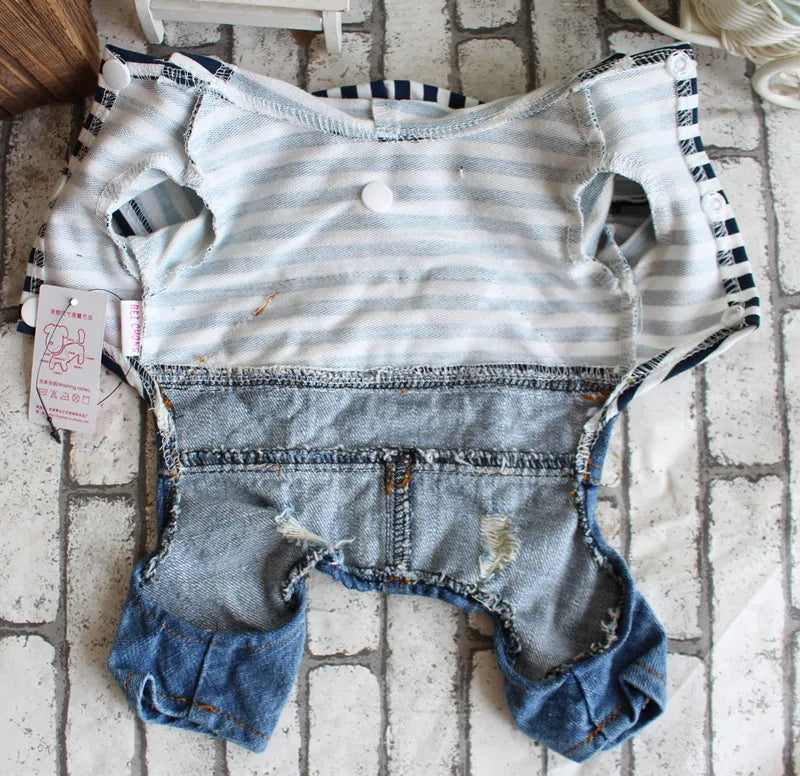 Spring Pet Dog Jumpsuit Denim Overalls for Dogs Plaid Jeans Jacket Pants Suit Onesies Small Dog Clothes Yorkie Chihuahua Apparel