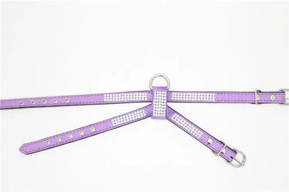 Luxury Bling Rhinestone Dog Harness for Small Medium Dogs Puppy Adjustable Soft Leather Pet Harness with Diamond York Chihuahua