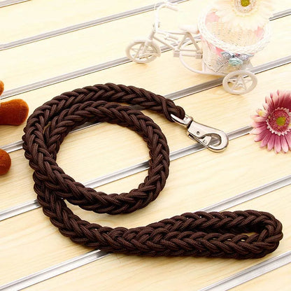 Large Dog Leash Traction Rope with Heavy Duty Buckle Hand-knitted Strong Durable Nylon Braided Leashes for Medium Big Dogs Bully