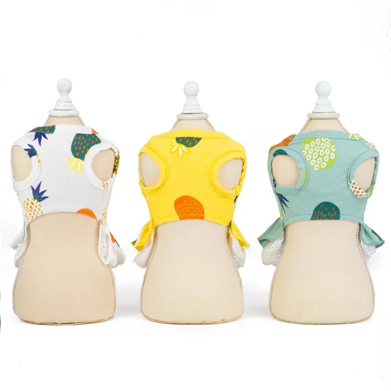 Summer Cotton Cat Dress Skirt Cute Pineapple Cherry Print Pet Clothes Dresses for Cats Sphynx Dog kedi elbisesi ropa para gatos