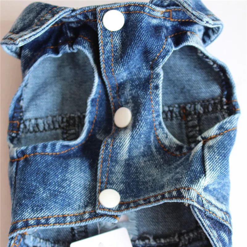 Spring Autumn Apparel Dog Jeans Jacket for Small Medium Dogs Cool Blue Pet Denim Hooded Coat Puppy Clothes Outfits