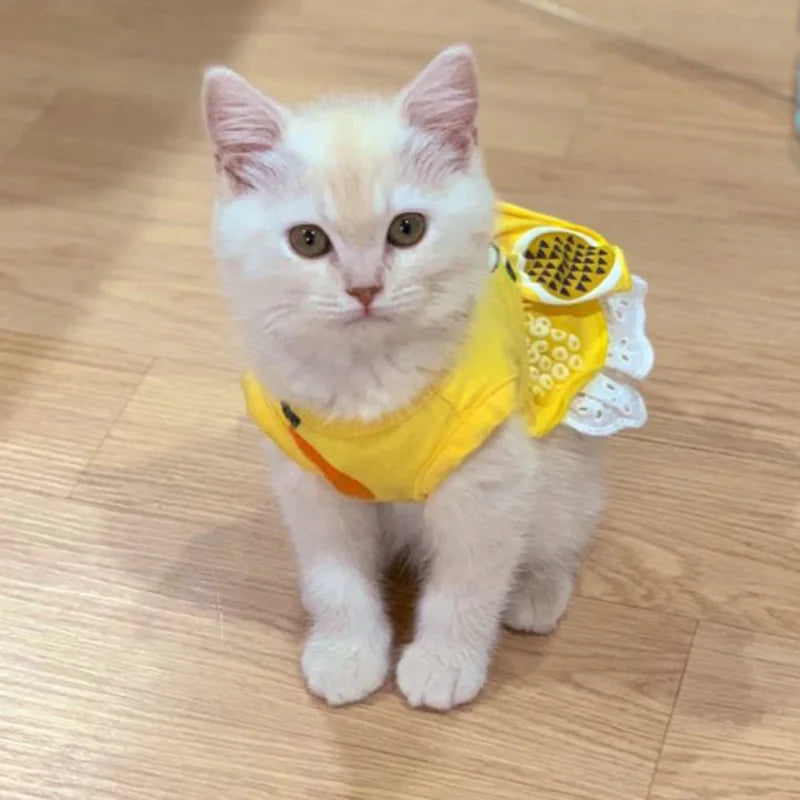 Summer Cotton Cat Dress Skirt Cute Pineapple Cherry Print Pet Clothes Dresses for Cats Sphynx Dog kedi elbisesi ropa para gatos