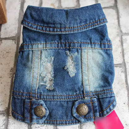 Spring Autumn Apparel Dog Jeans Jacket for Small Medium Dogs Cool Blue Pet Denim Hooded Coat Puppy Clothes Outfits