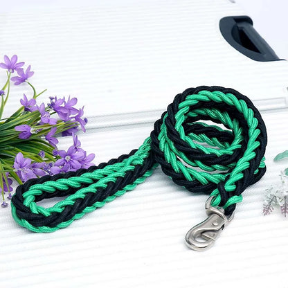 Large Dog Leash Traction Rope with Heavy Duty Buckle Hand-knitted Strong Durable Nylon Braided Leashes for Medium Big Dogs Bully