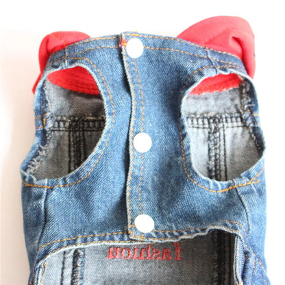 Spring Autumn Apparel Dog Jeans Jacket for Small Medium Dogs Cool Blue Pet Denim Hooded Coat Puppy Clothes Outfits