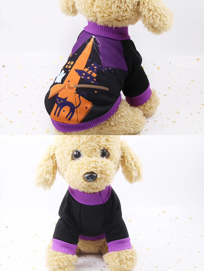 Halloween Pet Pumpkin Costume for Dogs Cats Christmas Puppy Dog Clothes Hoodie Maltese Yorkshire Pullovers Sweaters Clothing