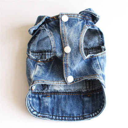 Dog Denim Jacket for Small Medium Dogs Yorkie Chihuahua Bulldog Beagle Pet Clothes Cool Dog Jean Coat Puppy Lapel Vest Apparel