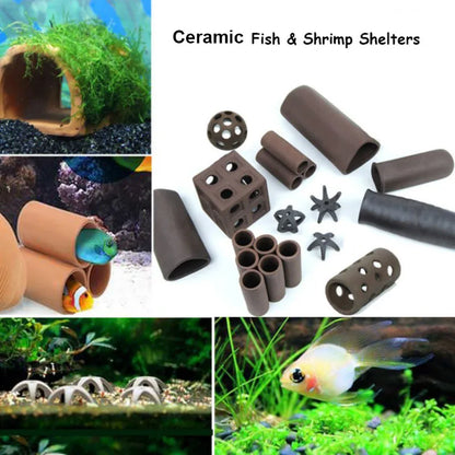 Ceramic House Fish Tank Aquarium Decoration Fish Shrimps Shelter House Pottery Scorpion House Canister Simulation Stone Ornament