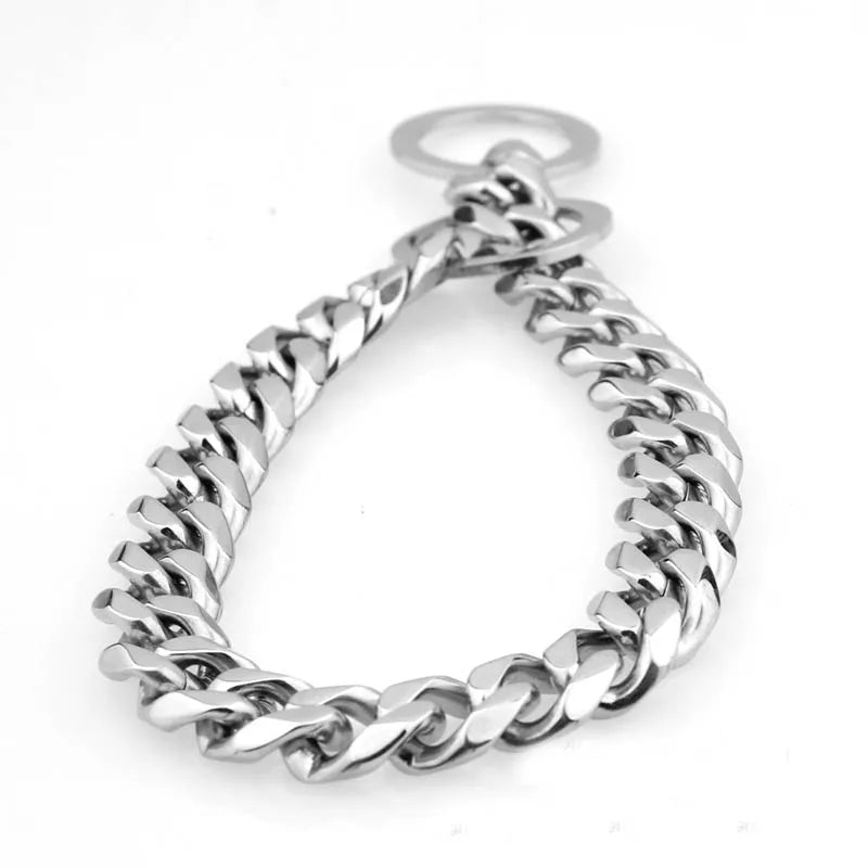 Strong Choke Chain Dog Collar Luxury 15MM 18K Gold Stainless Steel Cuban Link Metal Necklace for Small Medium Large Dogs Pitbull