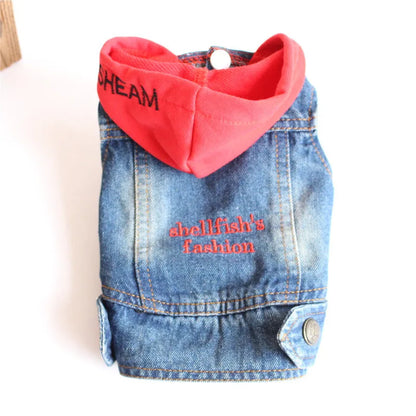 Spring Autumn Apparel Dog Jeans Jacket for Small Medium Dogs Cool Blue Pet Denim Hooded Coat Puppy Clothes Outfits