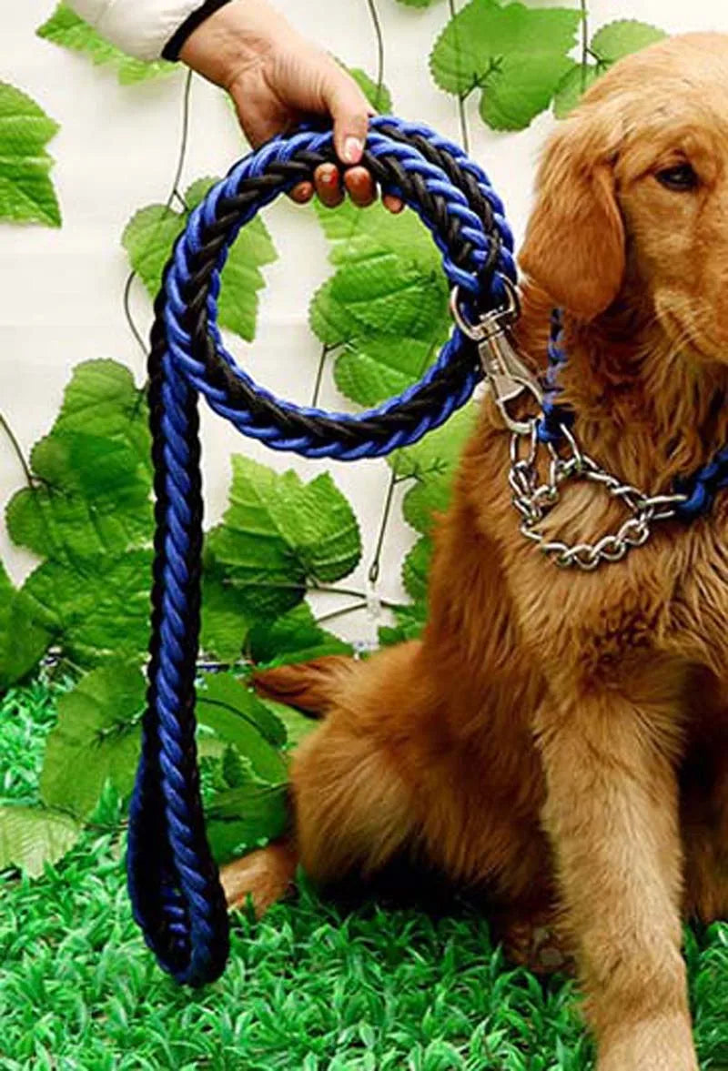 Heavy Duty Pet Dog Collar Leash Set Adjustable Obedience P Chain Collar Nylon Dog Leash Strap Lead Rope for Medium Large Dogs