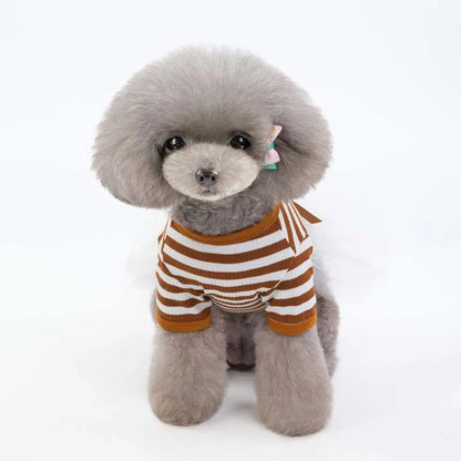 Stripe Dog Dresses for Small Dogs Girl Spring Summer Puppy Clothes Tulle Princess Skirts Party Birthday Pet Apparel