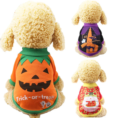 Halloween Pet Pumpkin Costume for Dogs Cats Christmas Puppy Dog Clothes Hoodie Maltese Yorkshire Pullovers Sweaters Clothing