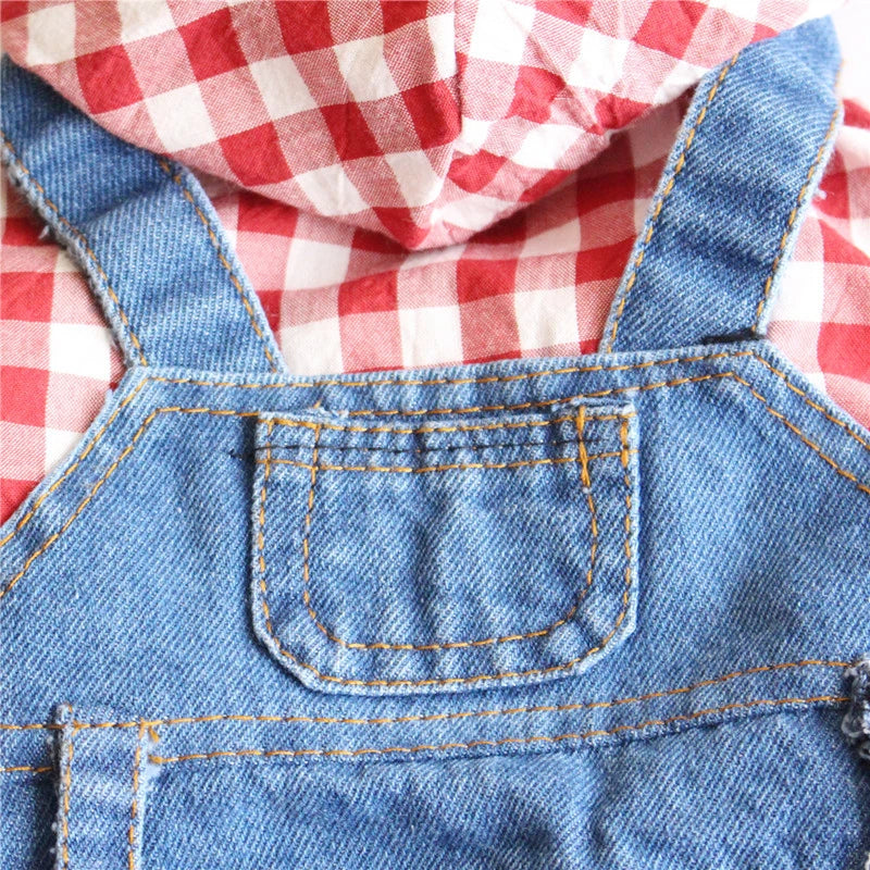 Spring Pet Dog Jumpsuit Denim Overalls for Dogs Plaid Jeans Jacket Pants Suit Onesies Small Dog Clothes Yorkie Chihuahua Apparel