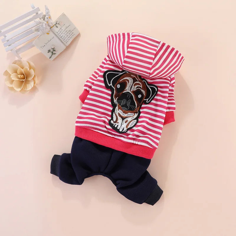 Dog Jumpsuit Spring Overalls For Dogs Hoodies Pants Set Costume French Bulldog Yorkie Chihuahua Clothes for Small Dogs Tracksuit