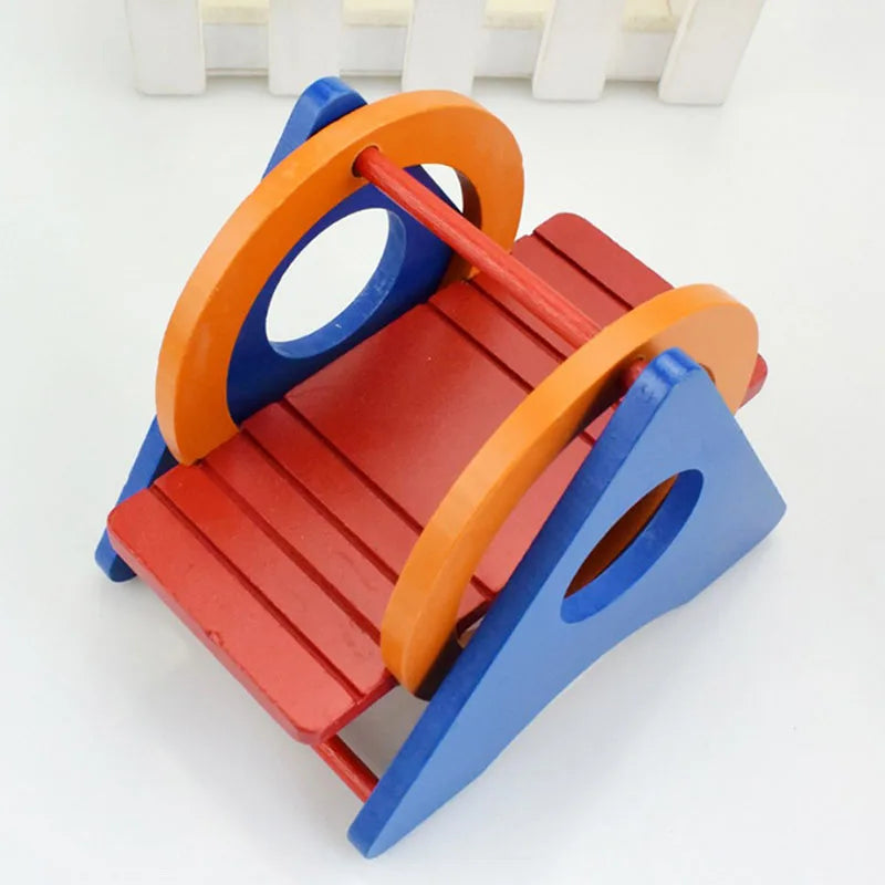 Small Pet Hamster Toys Guinea Pig Toy Wood Swing Funny Colorful Hamster Wing Set Natural Wood Pet Hammock Hamster Accessories