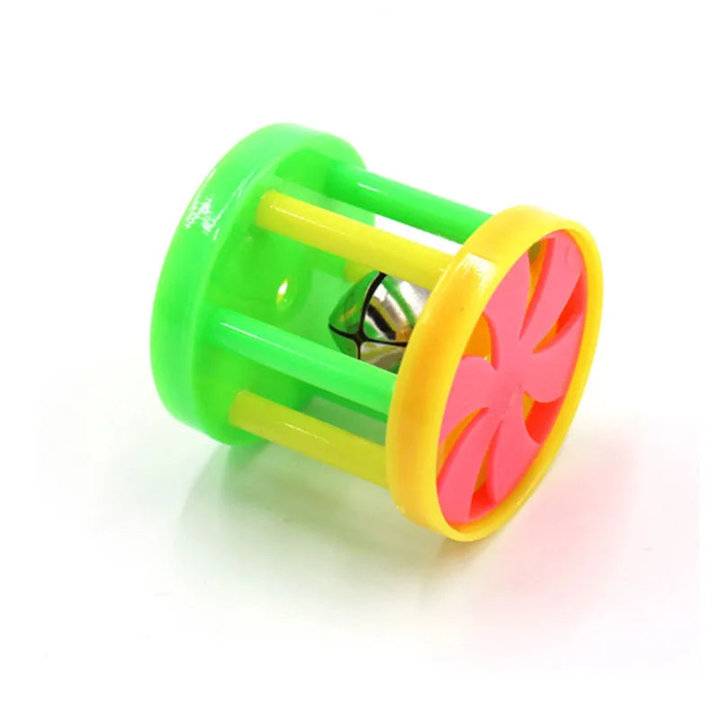 Plastic Pet Cat Flower-drum Ball Bell Toy With Sound Kitten Interactive Scratching Colorful Cat Teaser Toys Pet Supplies
