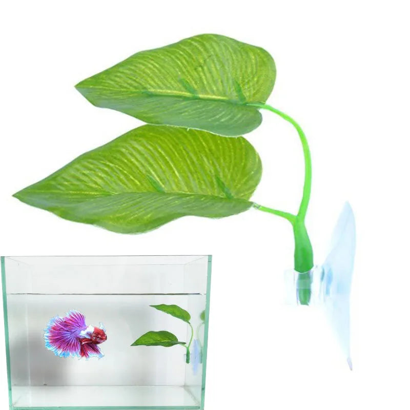 1Pc Artificial Aquarium Leaf Plants Decoration Betta Fish Rest Spawning Ornamental Plant Betta Fish Play Relax Hide Leaf Hammock