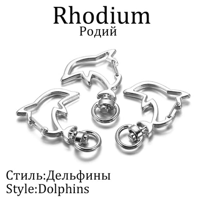 10pcs/lot Star Moon Heart Cat Dog Shell Dolphins Flowers Charms Lobster Clasps Hook For DIY Key Chain Jewelry Making Accessories