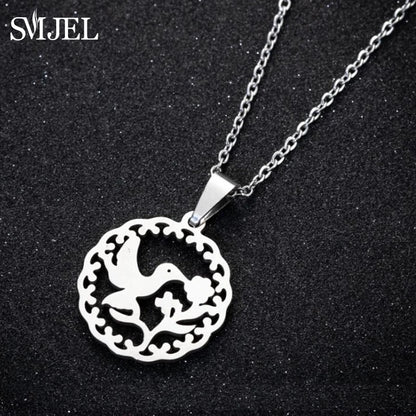 SMJEL Wild Animal Necklace Stainless Steel Hummingbird Necklaces & Pendants Cute Eagle Phoenix Swallow Birds Necklace collares