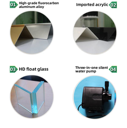 Wholesale aquarium  tank living room sofa table top ultra white curling coffee table ecological glass fish tank
