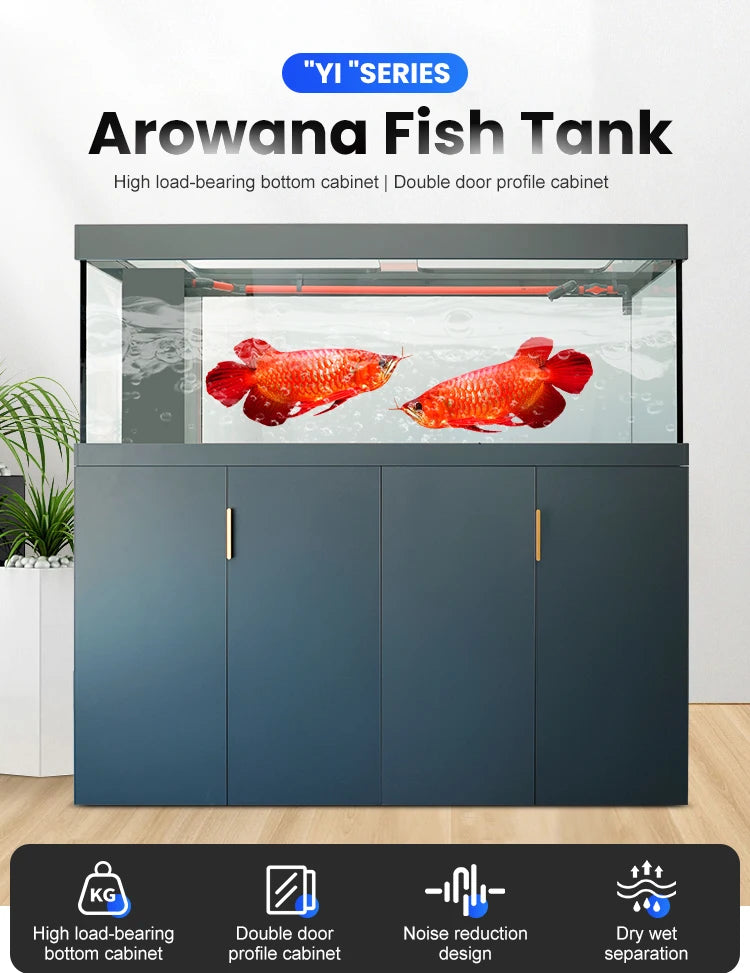 Factory Price Indoor large glass ecological fish aquarium tank arowana vertical aquarium tank