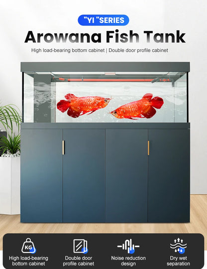 Factory Price Indoor large glass ecological fish aquarium tank arowana vertical aquarium tank
