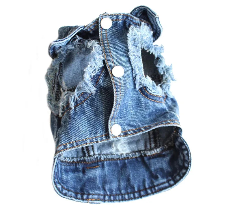Wholesale Dog Jeans Jacket Denim Vest Coat Sleeveless Design Spring Autumn Clothes for Small Medium Dogs Bulldog York Costume