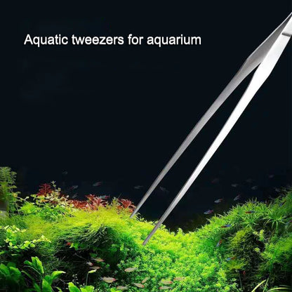 Stainless Steel Curved Aquarium Tweezers Aquarium Plants Shrimp Reef Tweezer Straight Fish Tank Cleaner FishAquarium Accessories