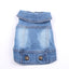 Pet Clothes for Small Medium Dogs Cool Dog Denim Jacket Puppy Sleeveless Dark Washed Jeans Costume Spring Lapel Pet Coat