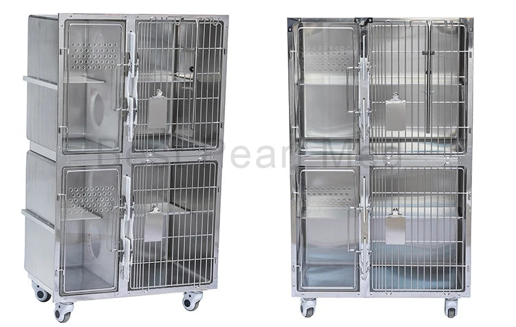 BPM-KC4V Animal Cages with Wheels Movable Dog Cat Used ICU Stainless Steel Veterinary Cage