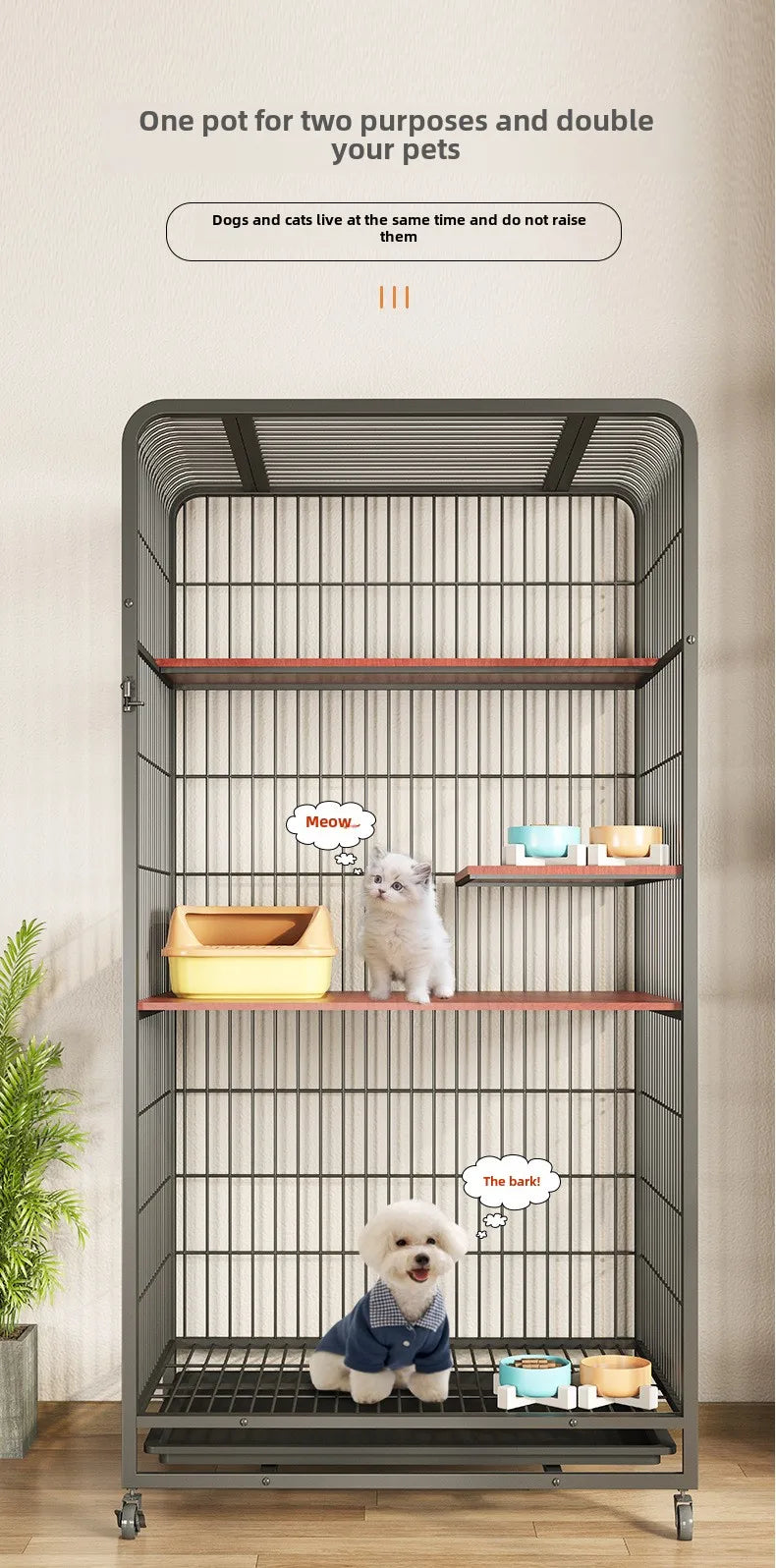 Pet Square Folding Foldable 3 Layer Big Cat Cage Villa Indoor Luxury 3 Tier Design Large Cage