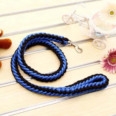 Large Dog Leash Traction Rope with Heavy Duty Buckle Hand-knitted Strong Durable Nylon Braided Leashes for Medium Big Dogs Bully